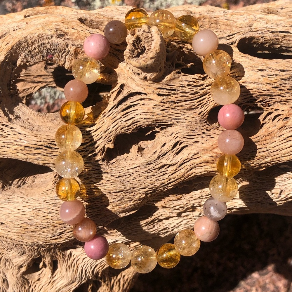 Handmade 6mm Morning Sunlight Gemstone Bracelet – 528 Hz Tuned